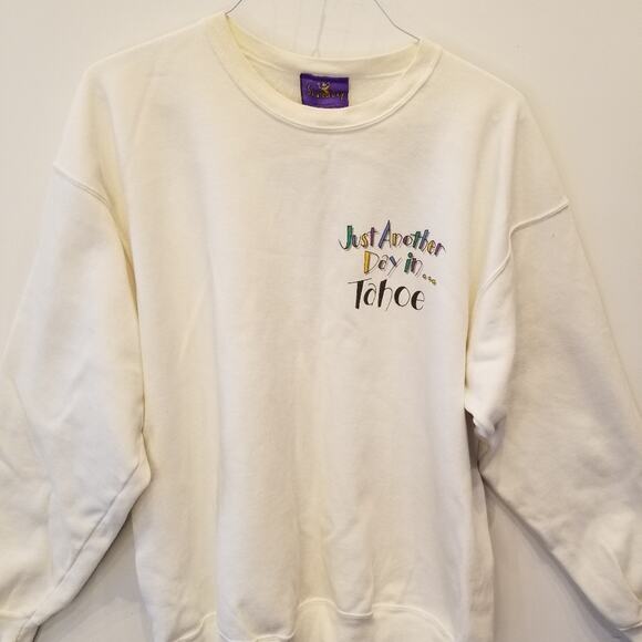 Vintage 90s Scared Guy Ski Tahoe Sweatshirt Oversized White Funny Sweatshirt XXL - Picture 13 of 15